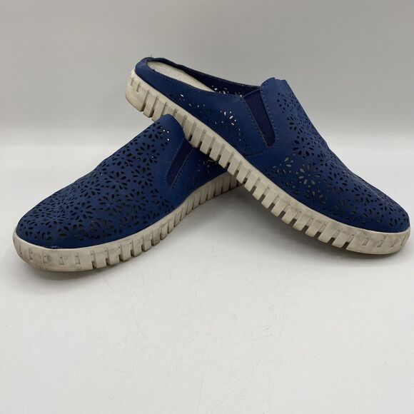 Jsport Women's Navy Floral Laser Cut Slip On Mule Sneaker Size 8 - Picture 5 of 7